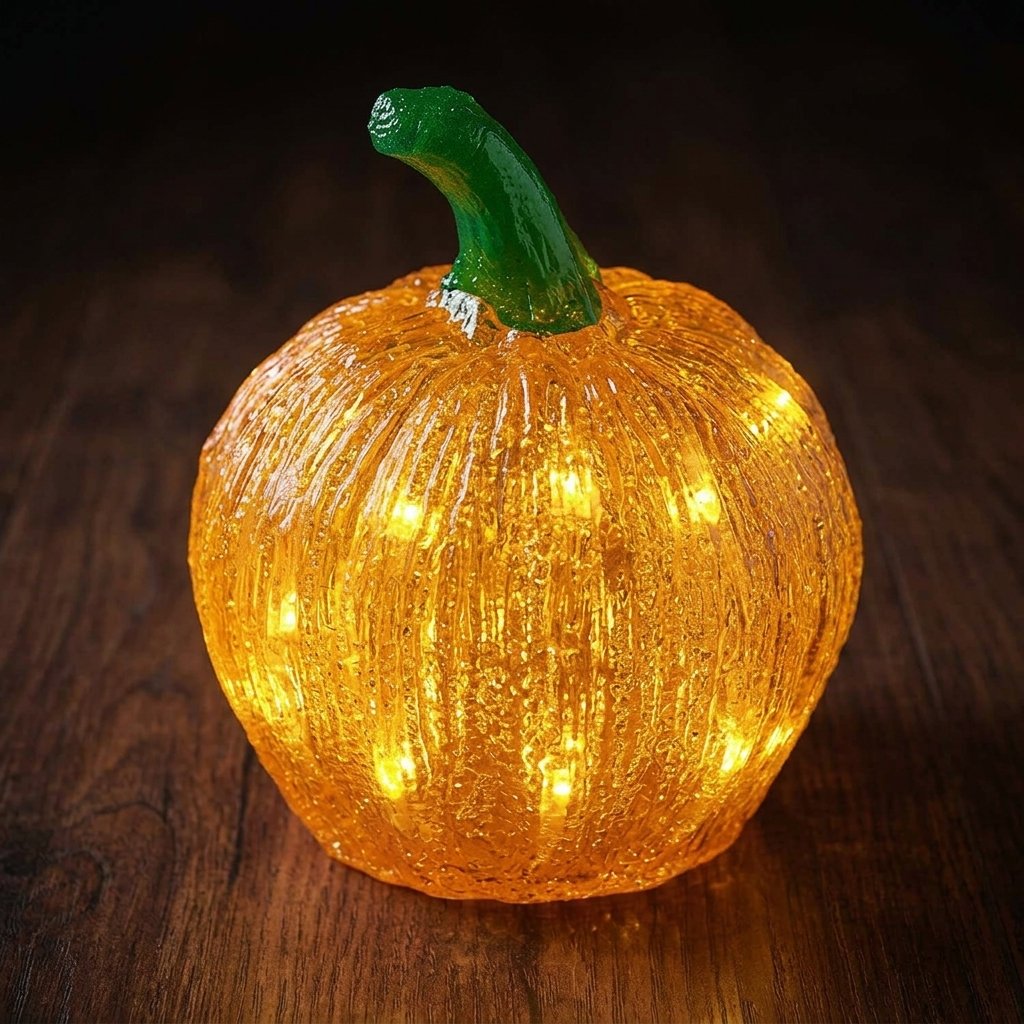 Mini Ghost and Pumpkin Light-Up Halloween Decorations with Warm White LEDs – Set of 2