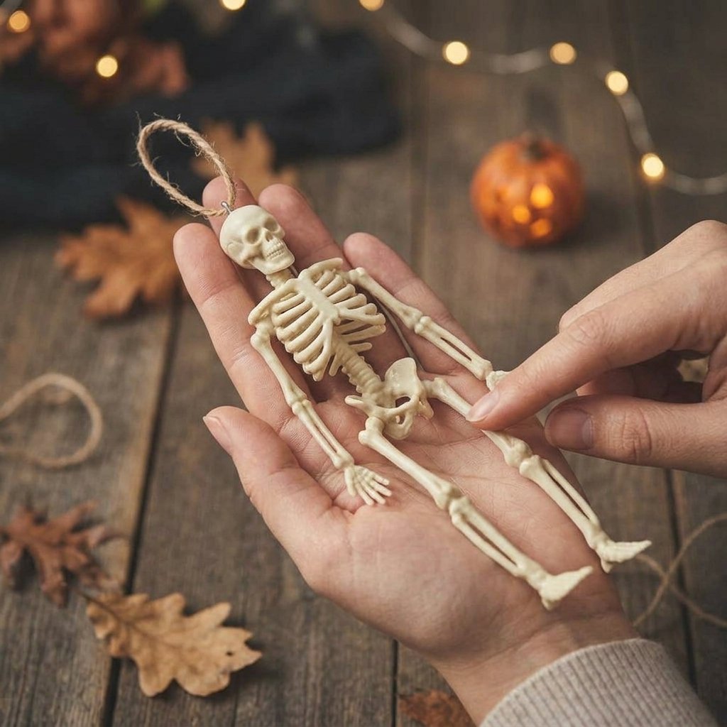 Mini Poseable Skeleton Figures for Halloween Decor