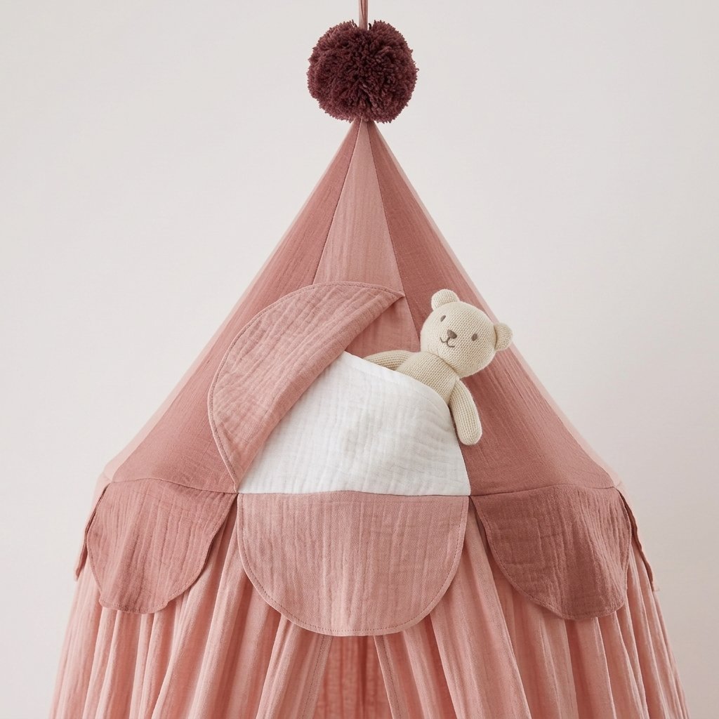 Muslin Bed Canopy with Storage Hood