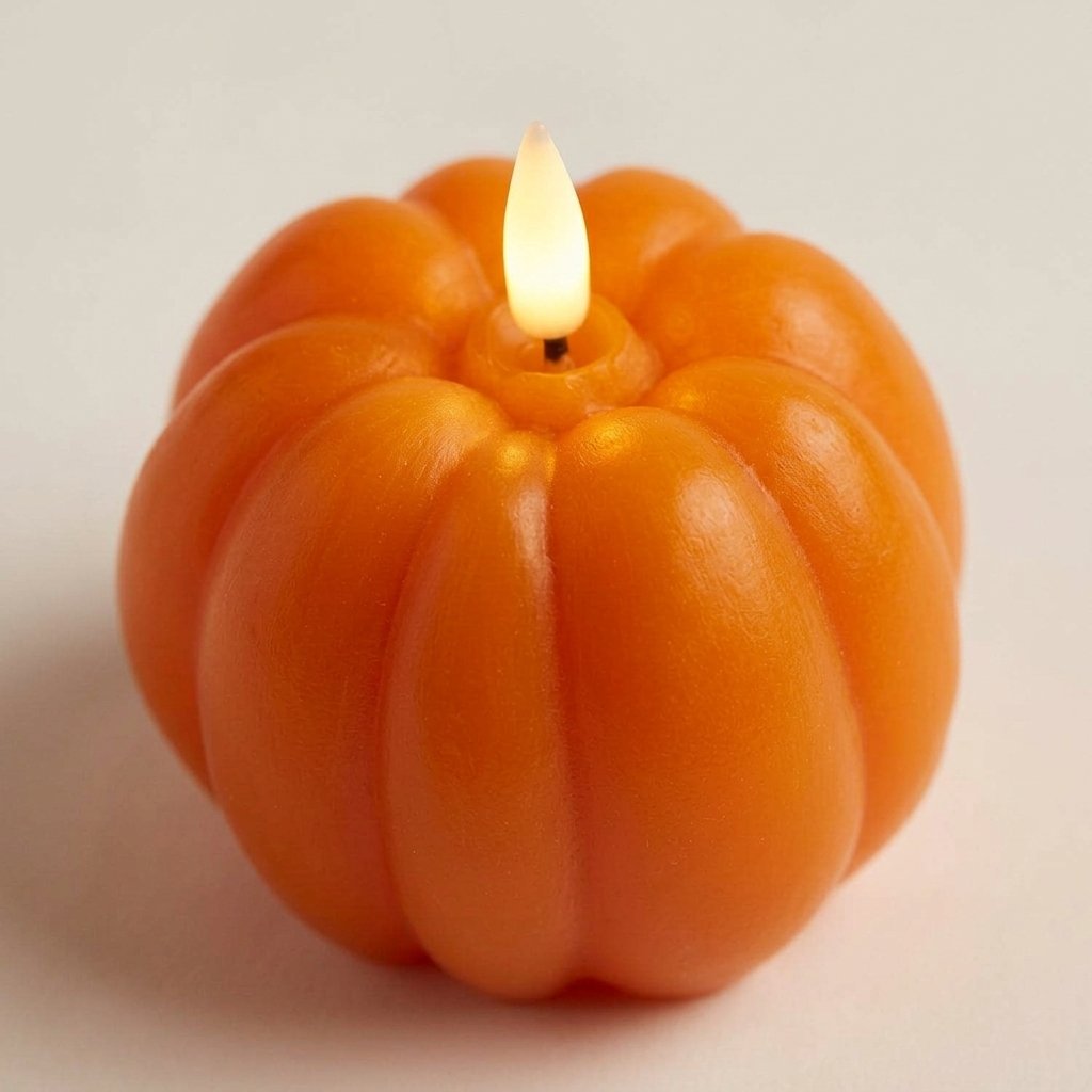 Orange Pumpkin LED Candle Trio with Flickering Flame Effect – Set of 3