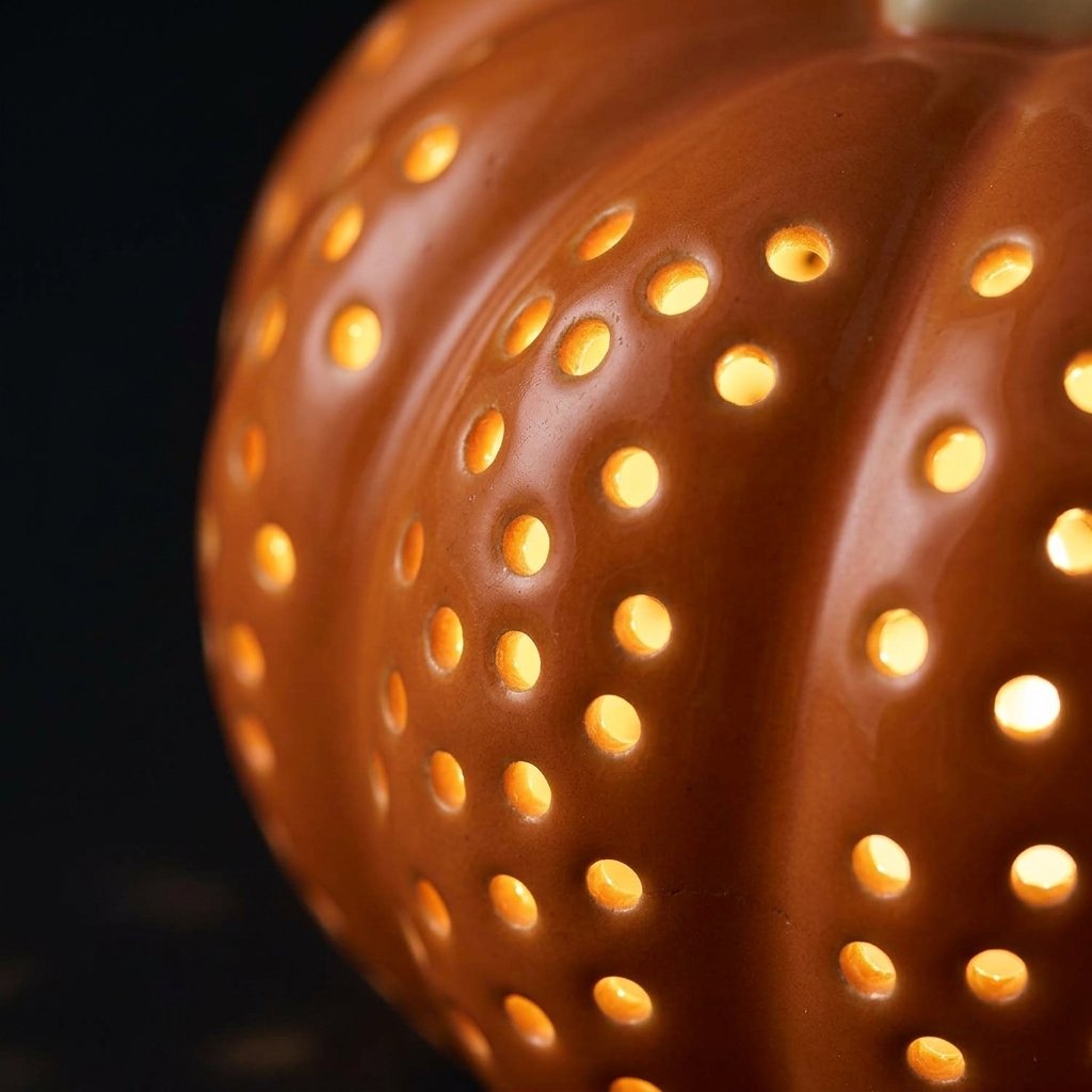 Painted Porcelain LED Pumpkin Decoration with Warm White Light