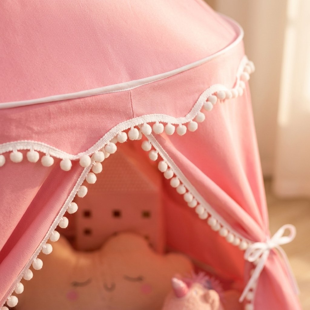 Princess Castle Play Tent with Pom-Pom Trim