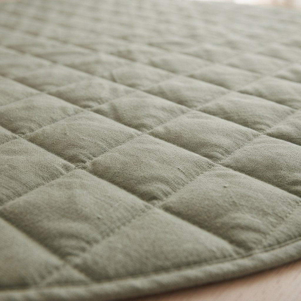 Quilted French Linen Round Play Mat