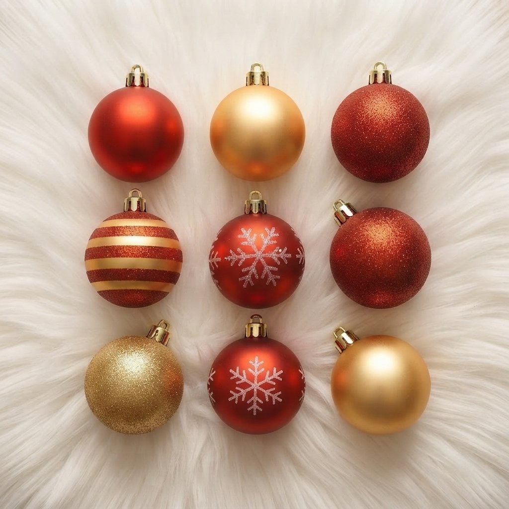 Red & Gold Christmas Baubles, Set of 50