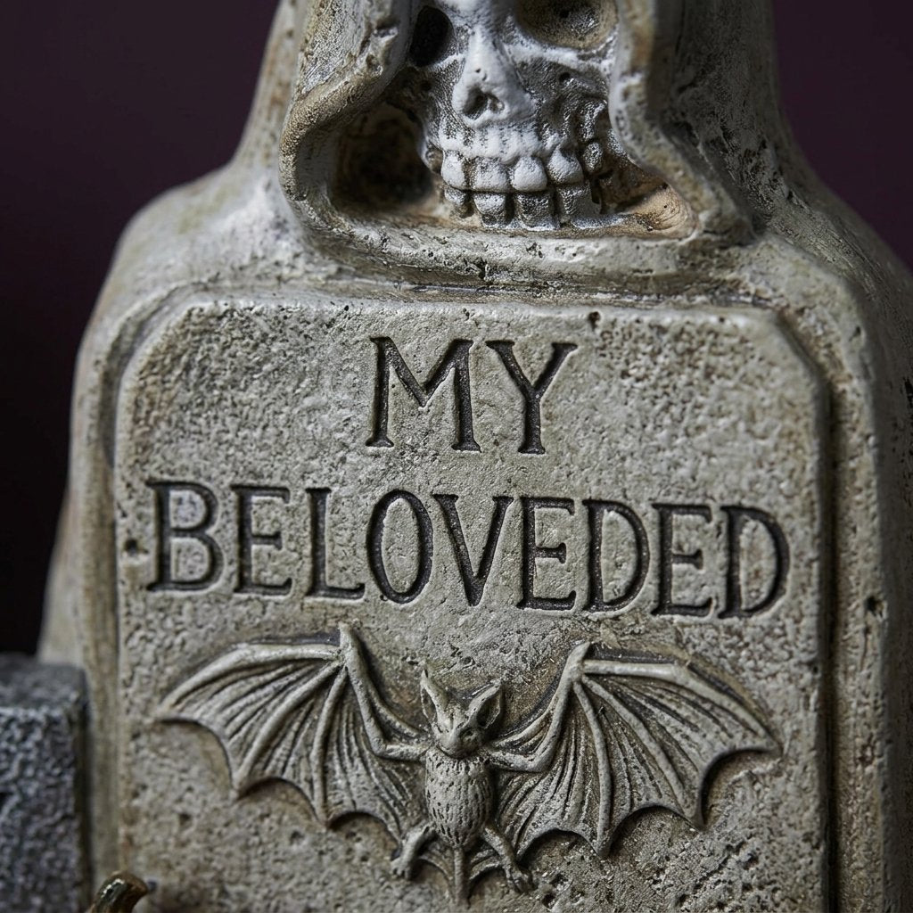 Resin Halloween Tombstone Figurine with Grim Reaper