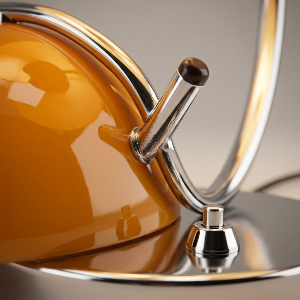 Retro Dome Table Lamp with C-Curve Chrome Base – Space Age Style