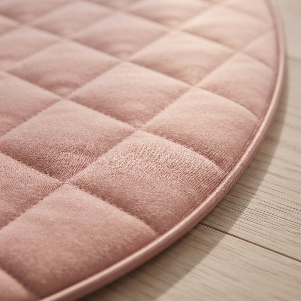 Round Quilted Baby Play Mat – Dusty Pink