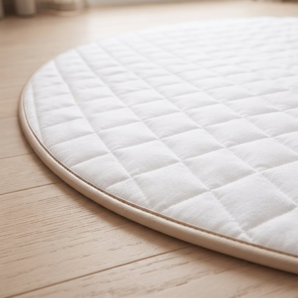 Round Quilted Baby Play Mat – White