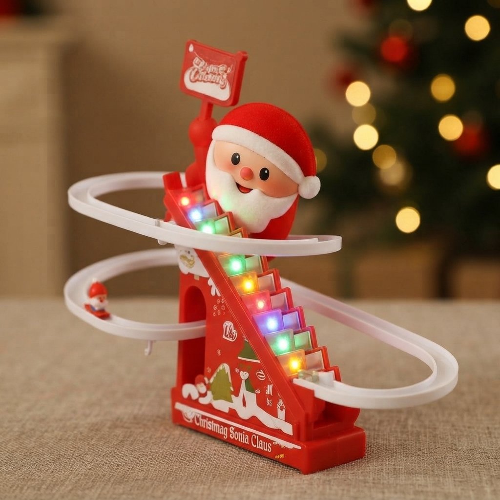 Santa Climbing Track Slide with Lights