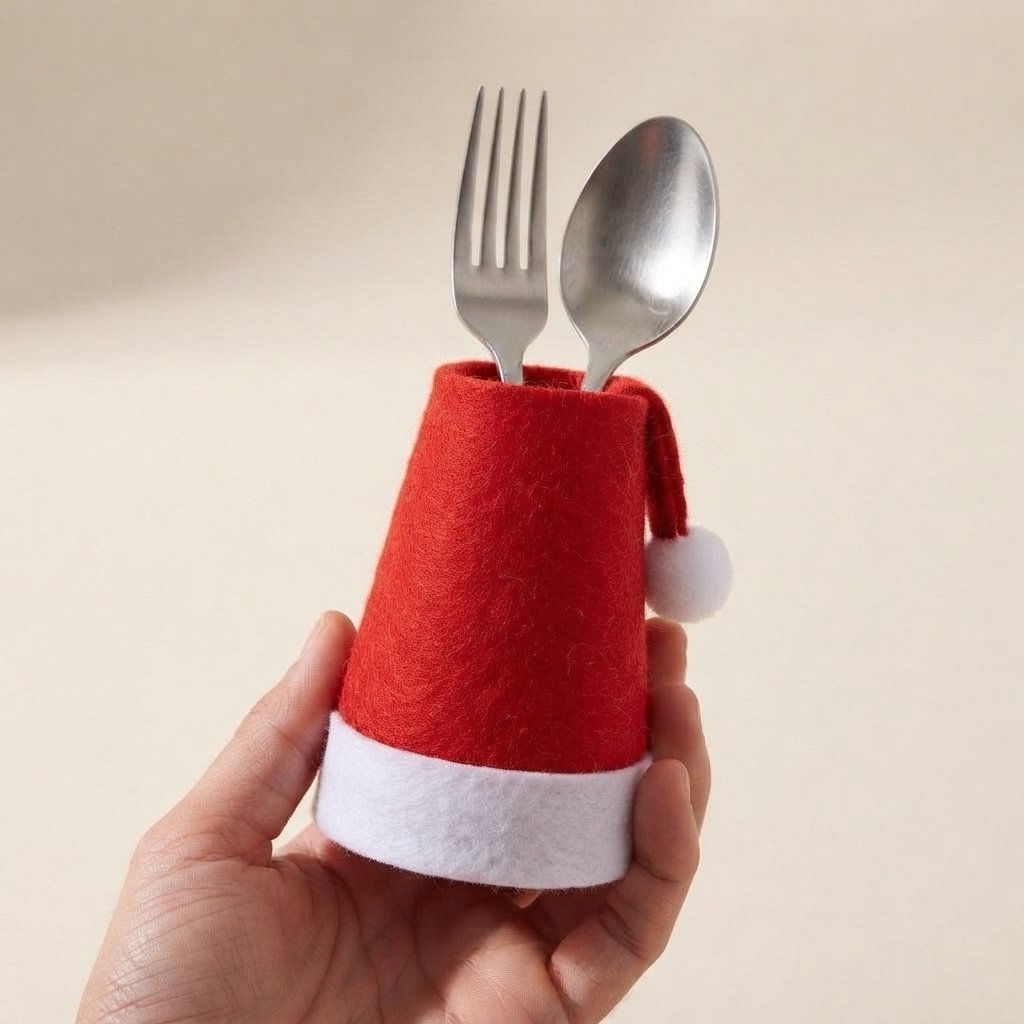 Santa Hat Cutlery Holders – Set of 10