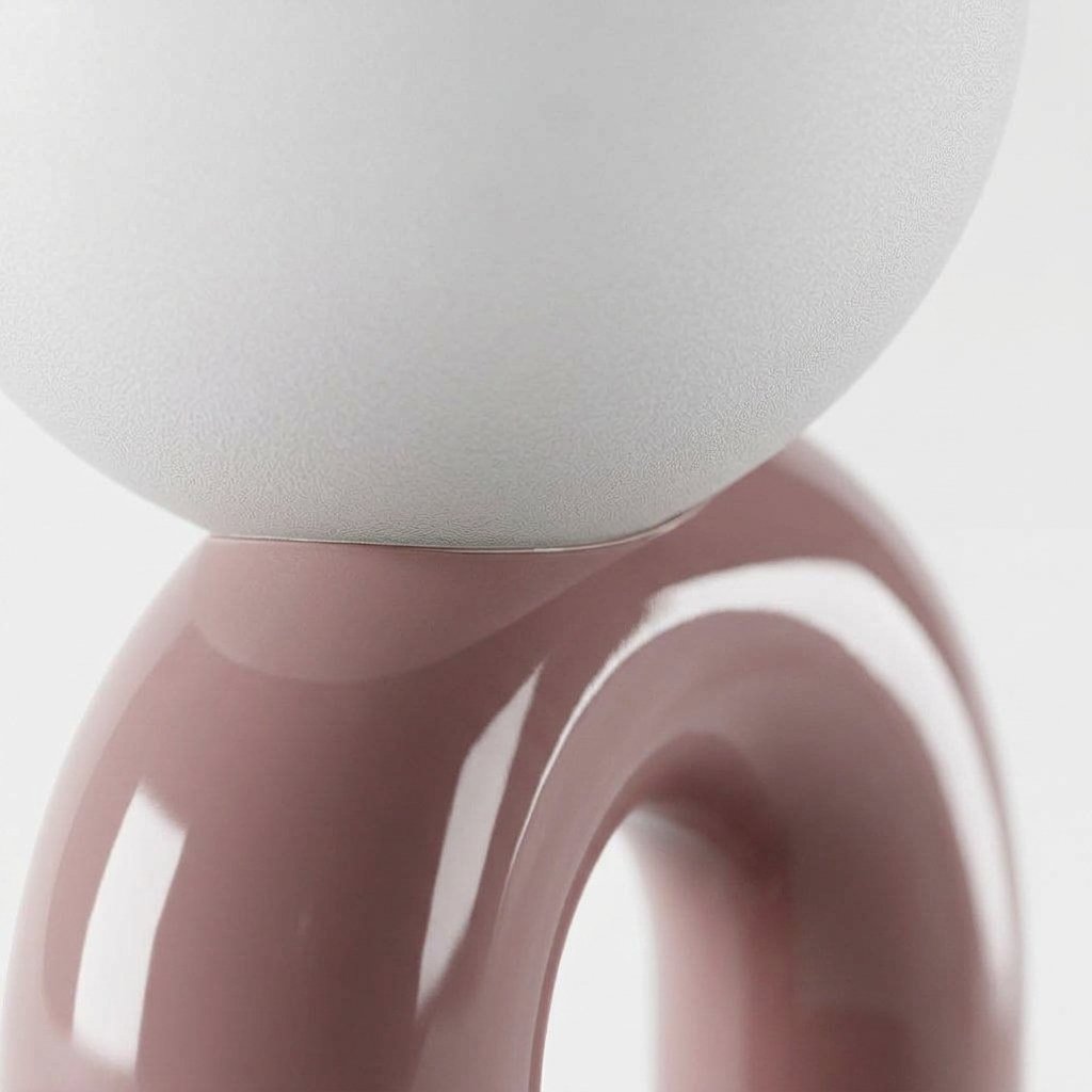 Sculptural Arch Table Lamp with Frosted Globe Shade