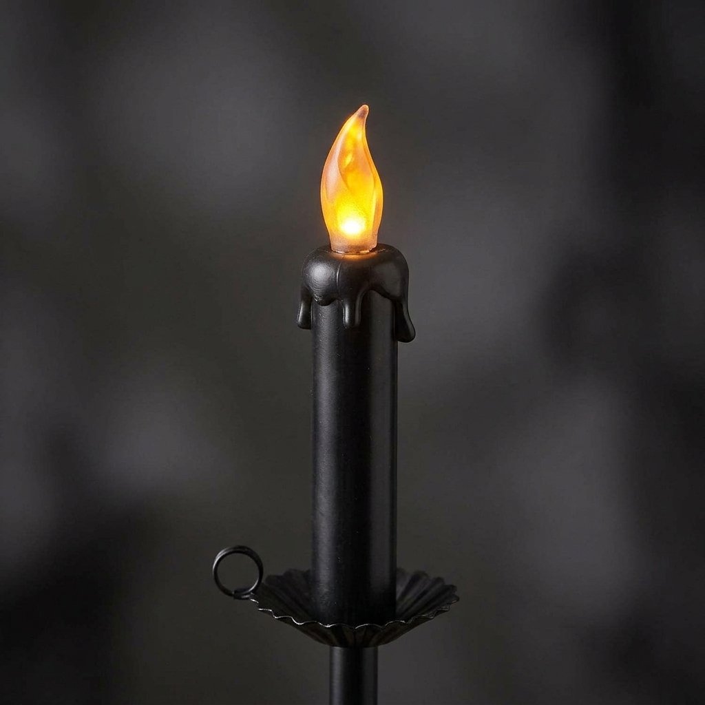 Set of 3 Halloween LED Candle Outdoor Stake Lights with Flickering Flame Effect