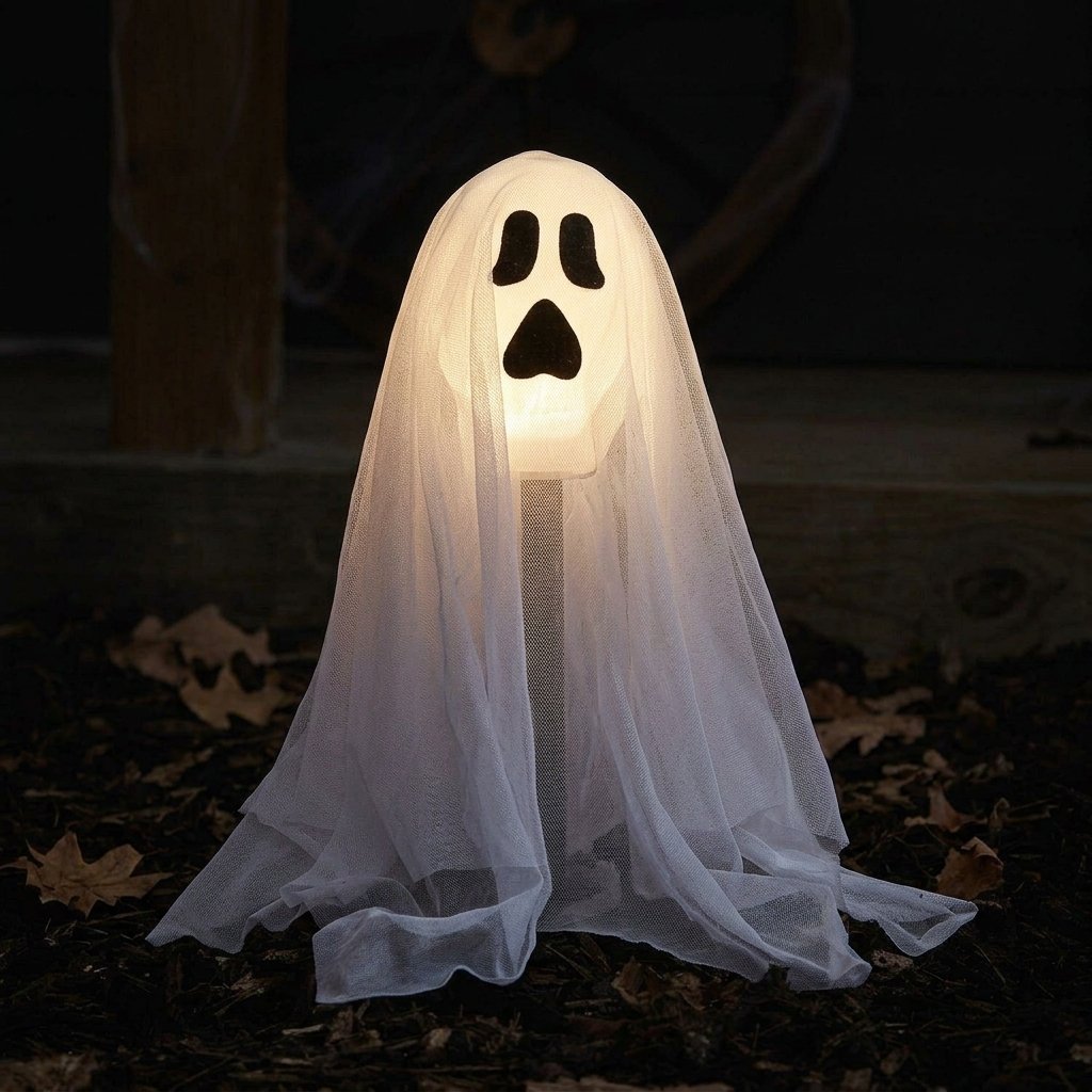 Set of 3 Illuminated Ghost Garden Stake Lights