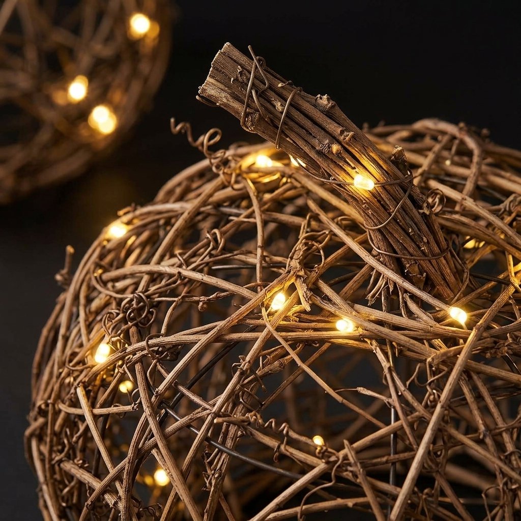 Set of 3 Wicker Pumpkin LED Outdoor Decorations with Timer