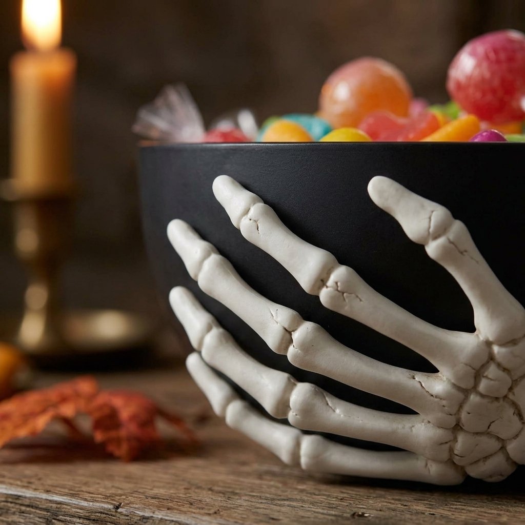 Skeleton Hands Candy Bowl with Detachable Stand