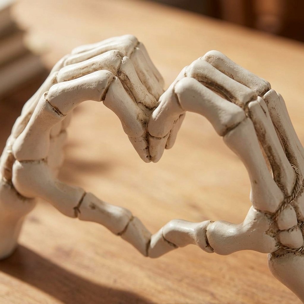 Skeleton Heart Hands Resin Figurine – Gothic Décor