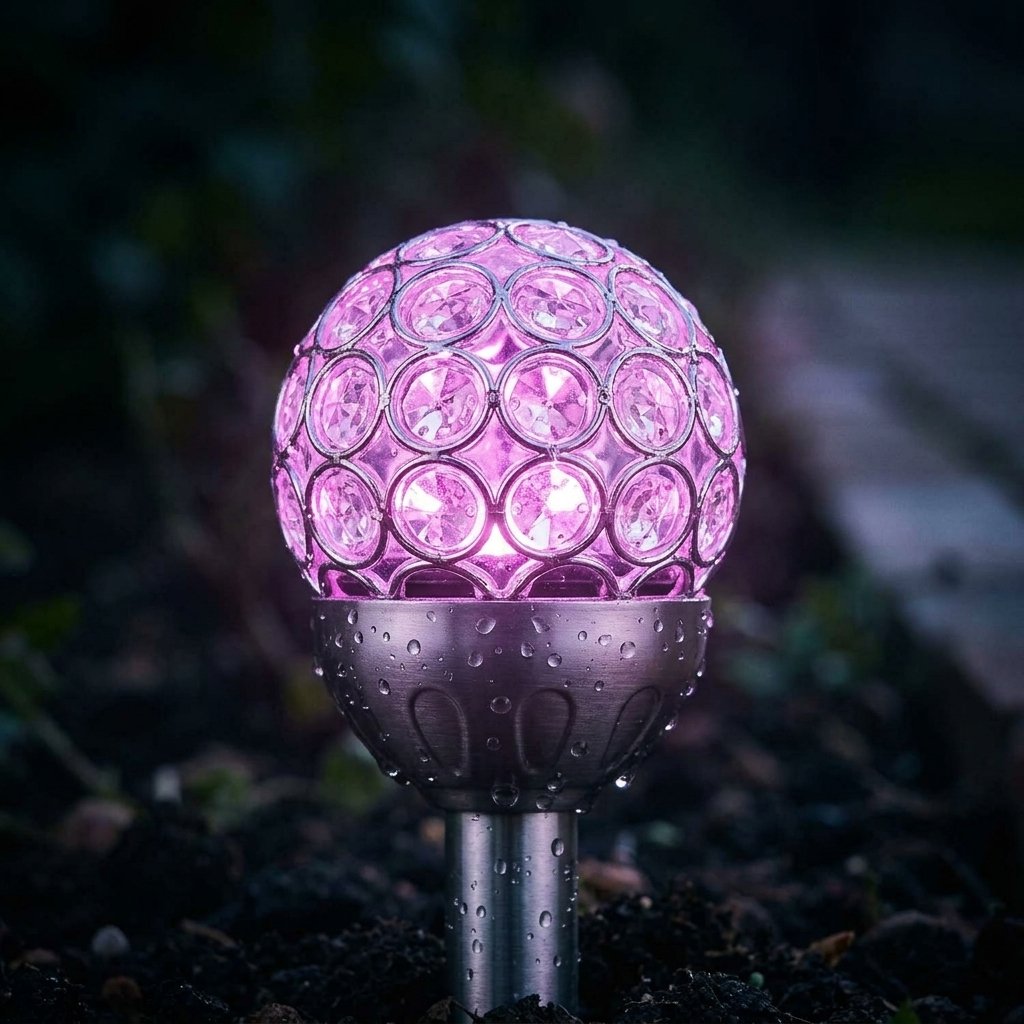 Solar RGB Crystal Ball Garden Path Lights, Set of 3