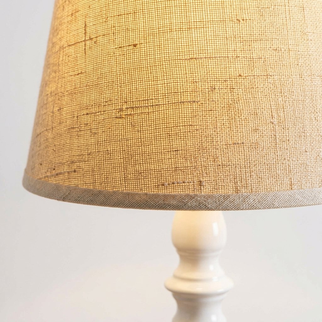 Spindle Base Table Lamp with Fabric Shade