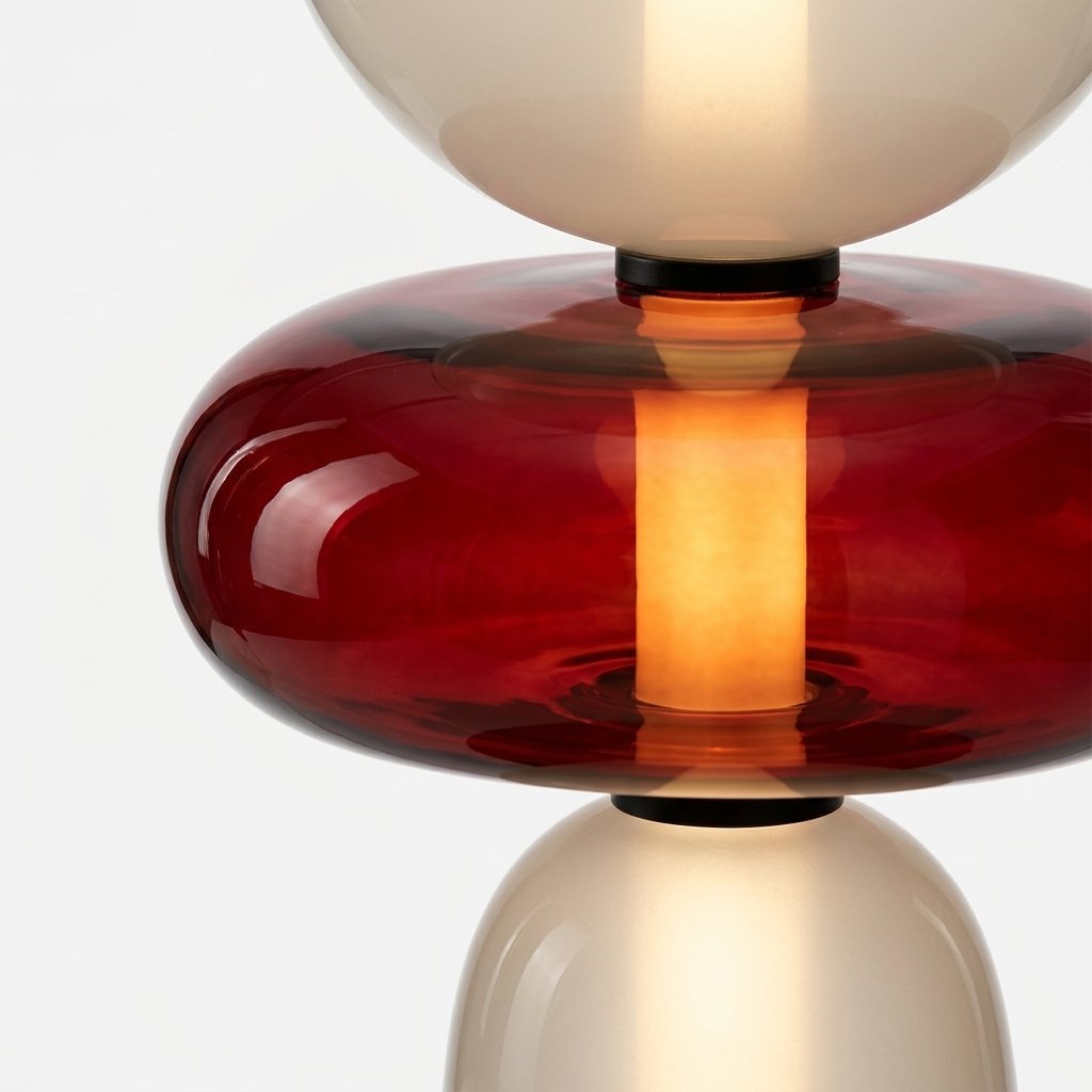 Stacked Glass Totem Table Lamp with Hand-Blown Pebble Shades
