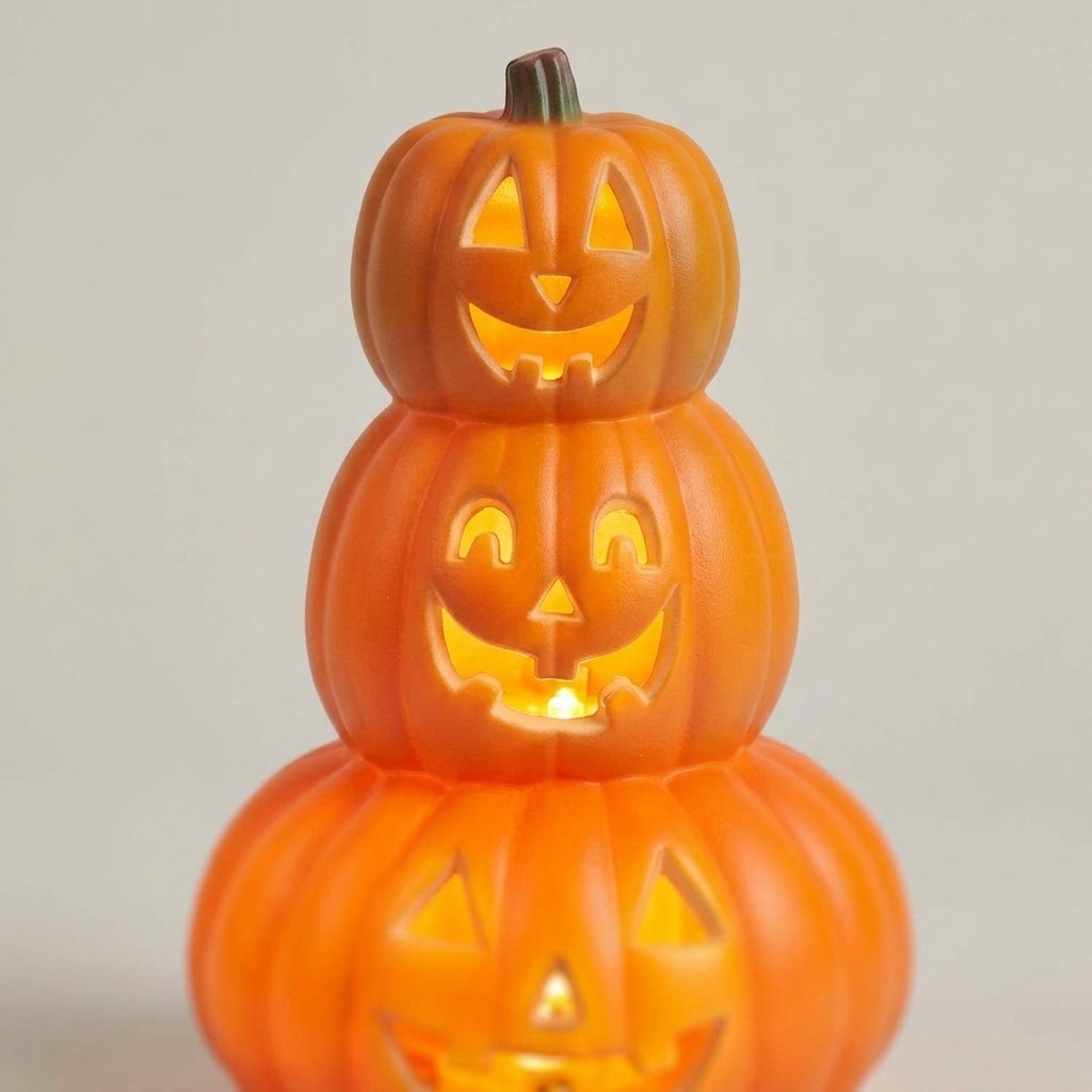 Stacked Jack-o'-Lantern LED Halloween Decoration – Triple Pumpkin Totem