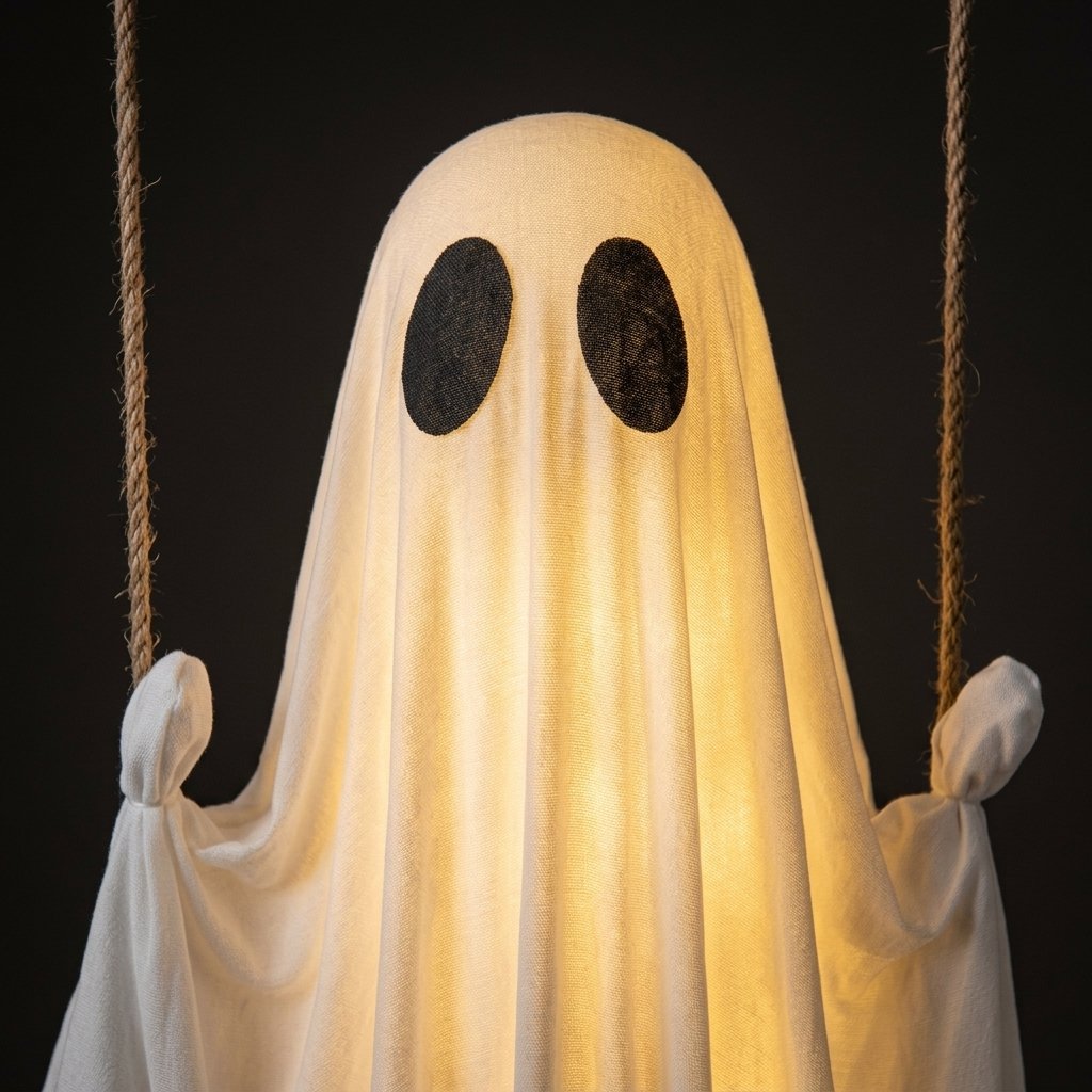 Swinging Ghost Halloween Decoration with LED Lights and Remote Control