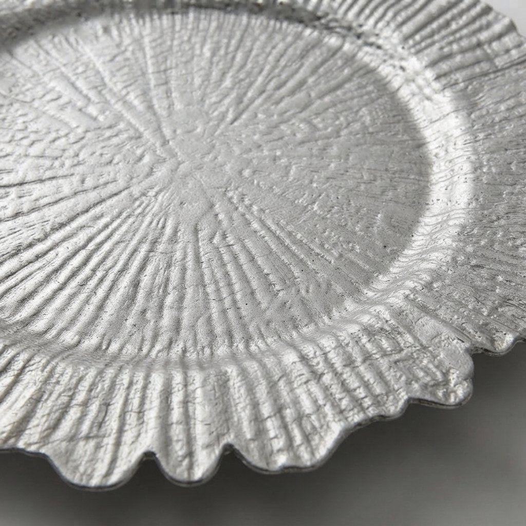 Textured Reef Charger Plates – Silver