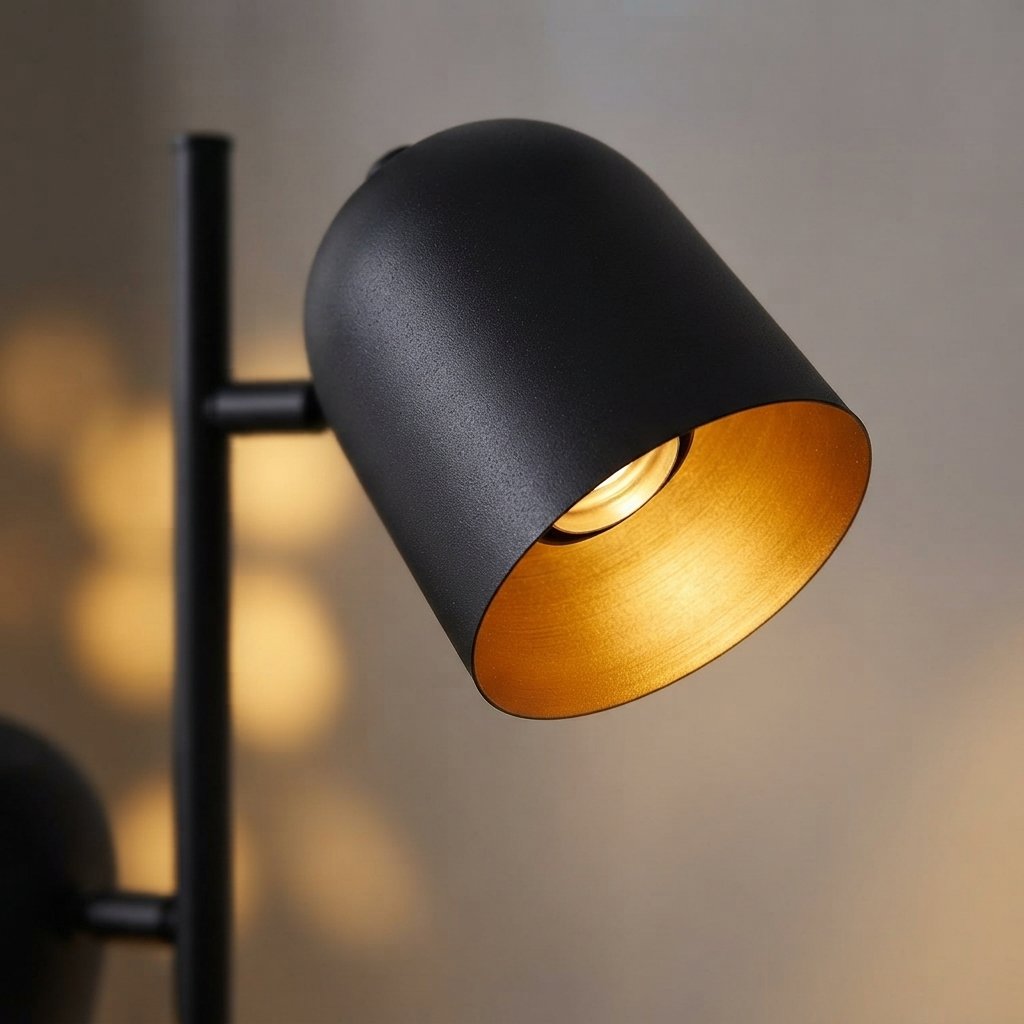 Twin-Spot Black & Gold Floor Lamp