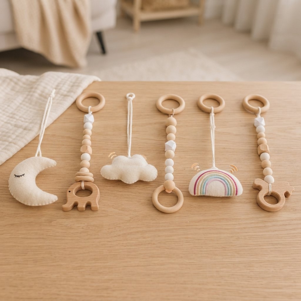 Wooden Baby Play Gym with Hanging Toys