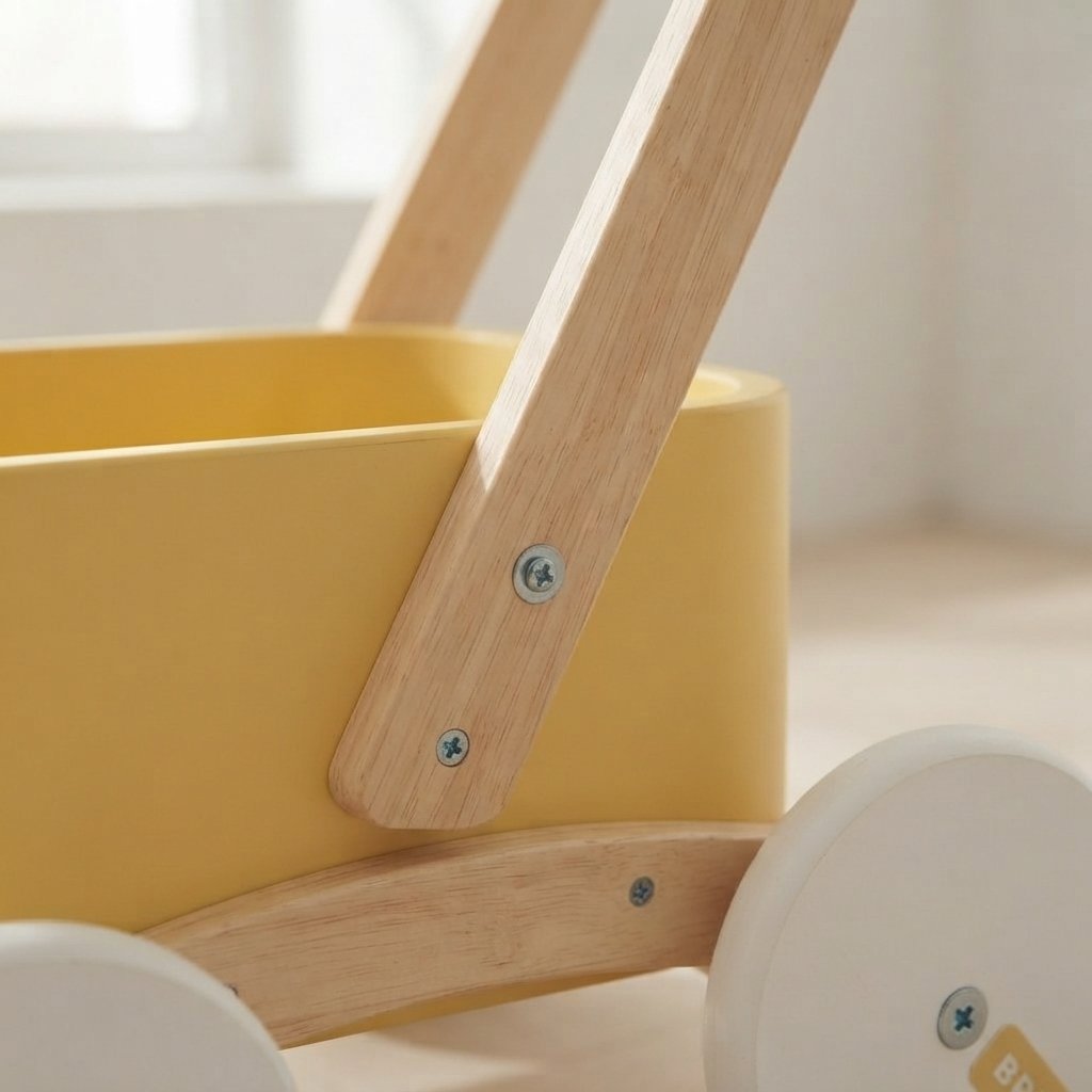 Wooden Baby Push Walker Wagon – Yellow