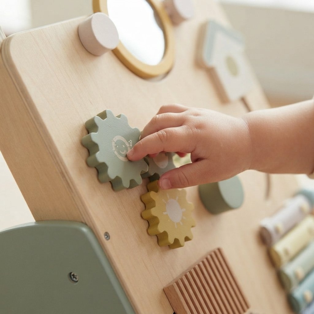 Wooden Baby Push Walker with Activity Board