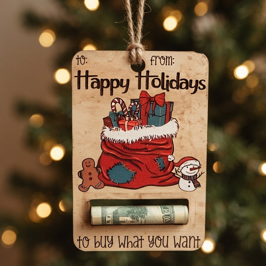 Wooden Christmas Money Gift Card Holder