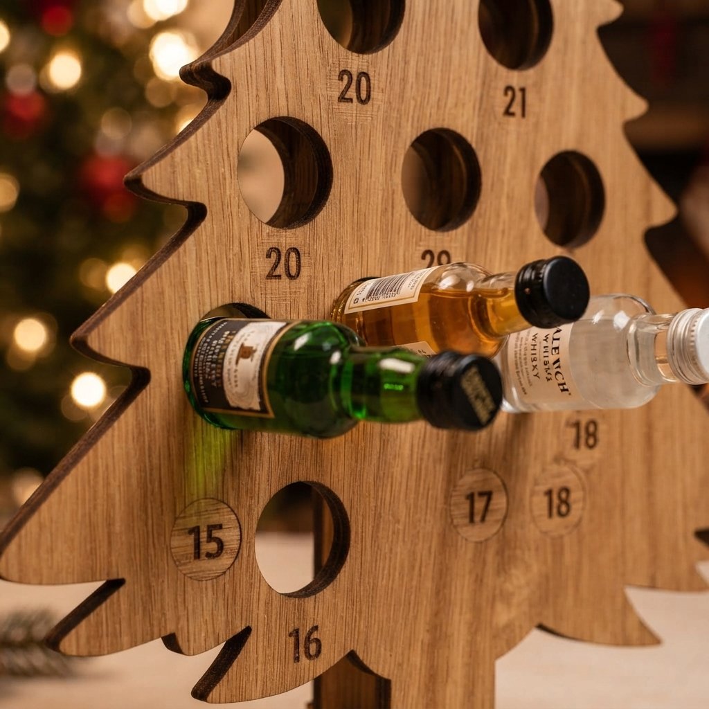 Wooden Mini-Bottle Advent Calendar Stand