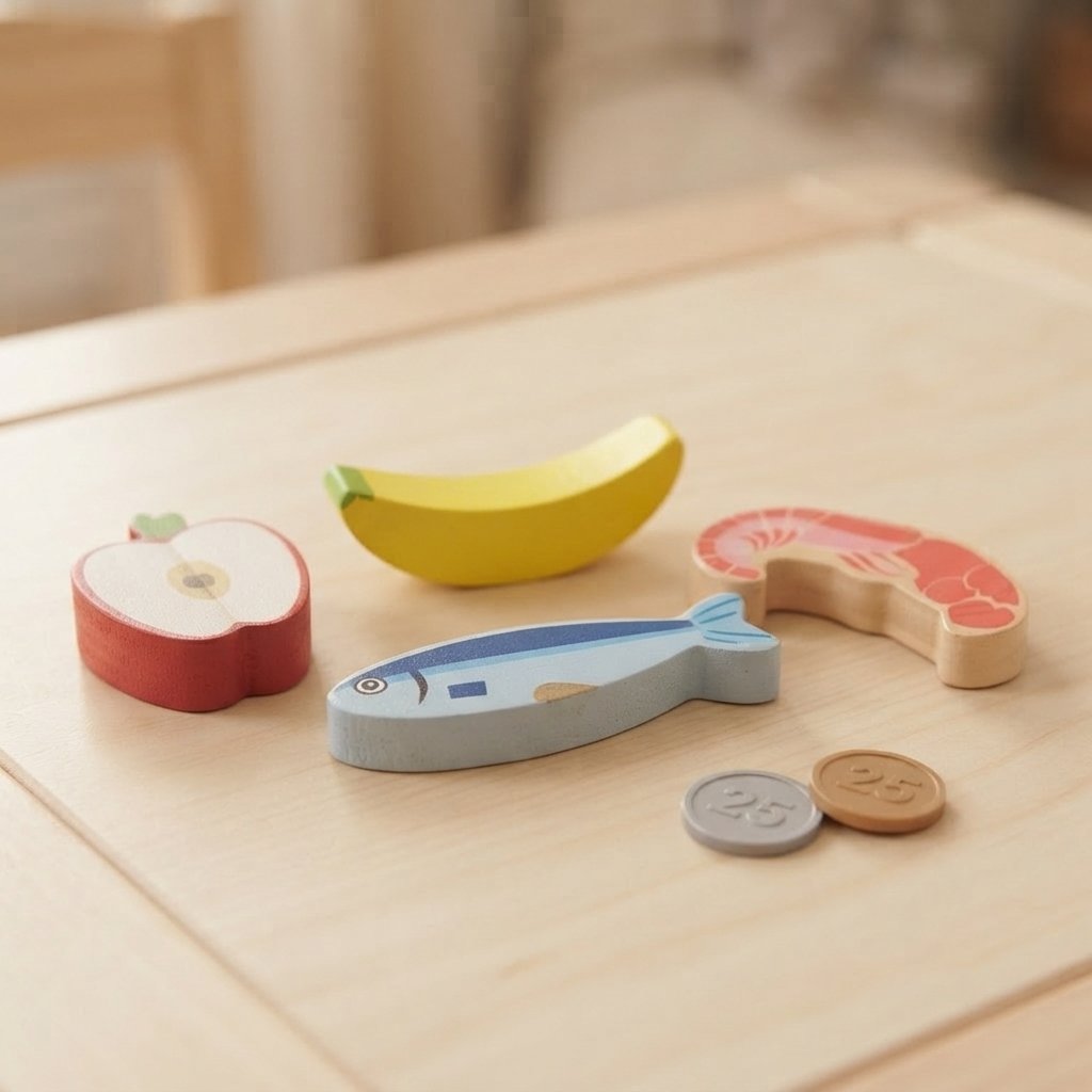 Wooden Play Market Set with Card Reader