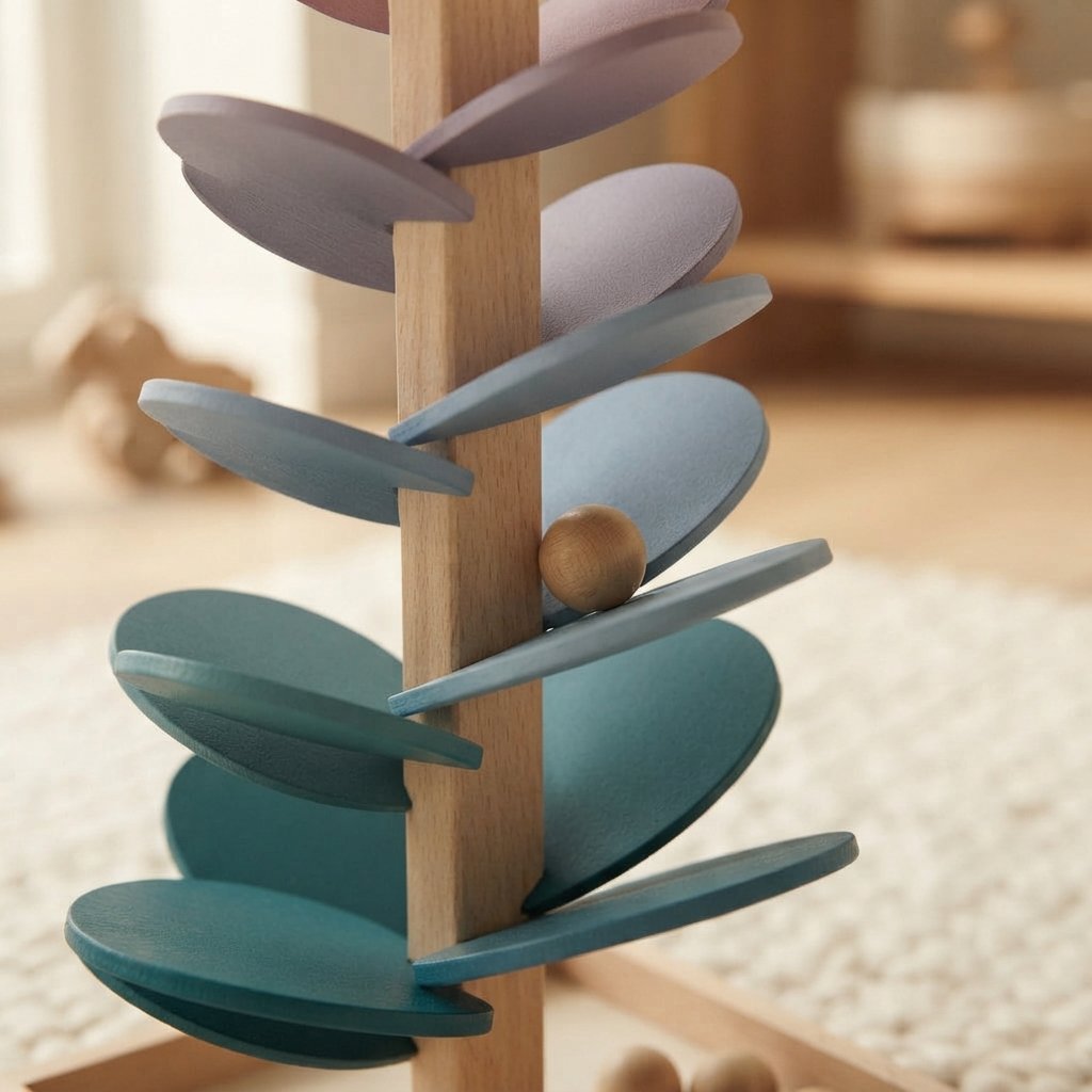 Wooden Rainbow Marble Run Sound Tree