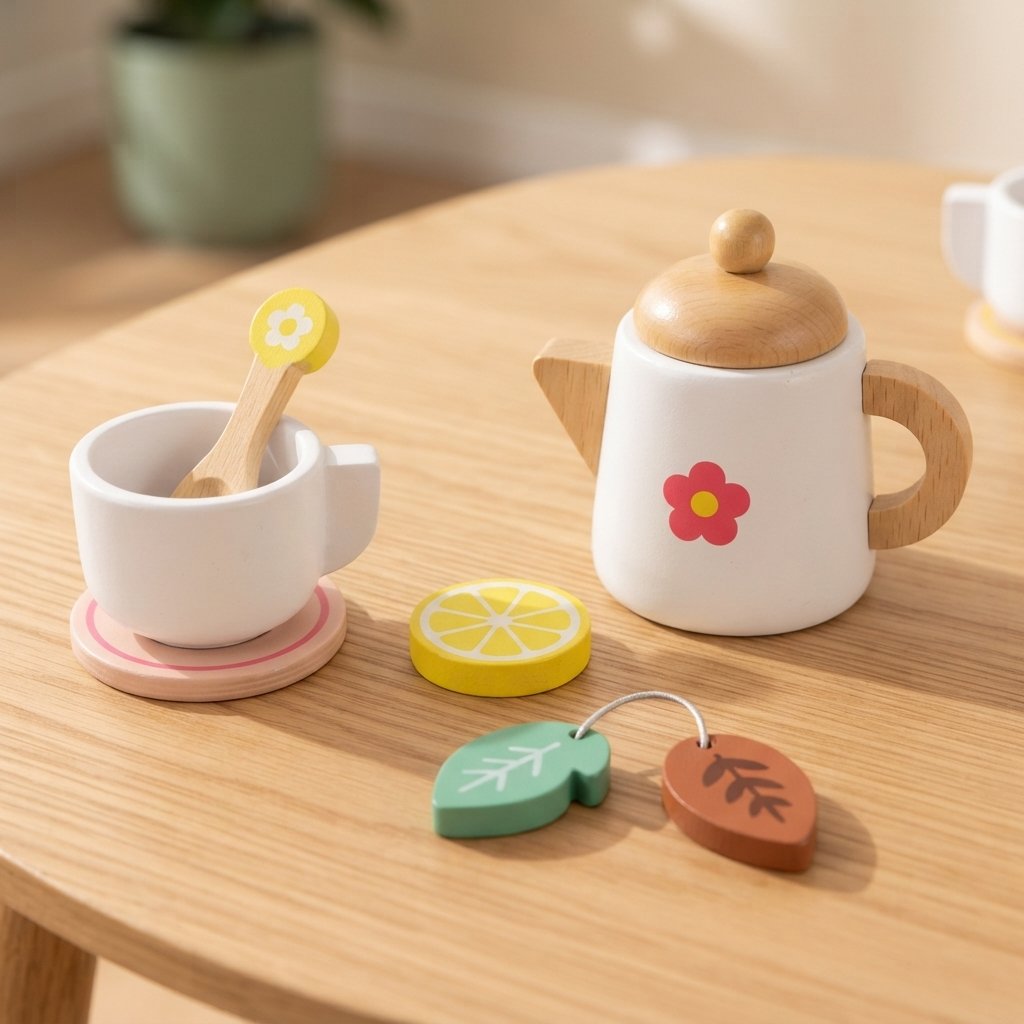 Wooden Tea Party Play Set with Tray