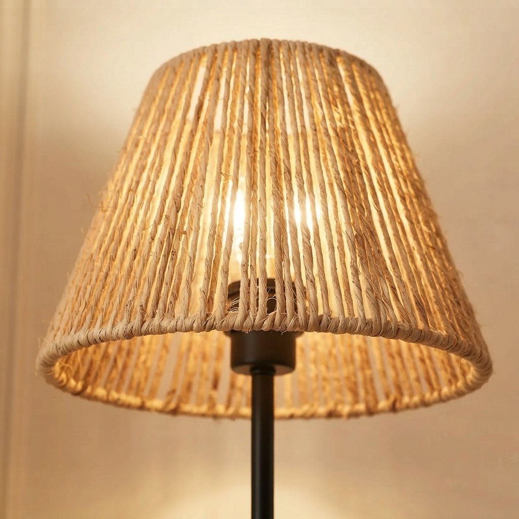 Woven Rattan Floor Lamp with Natural Shade
