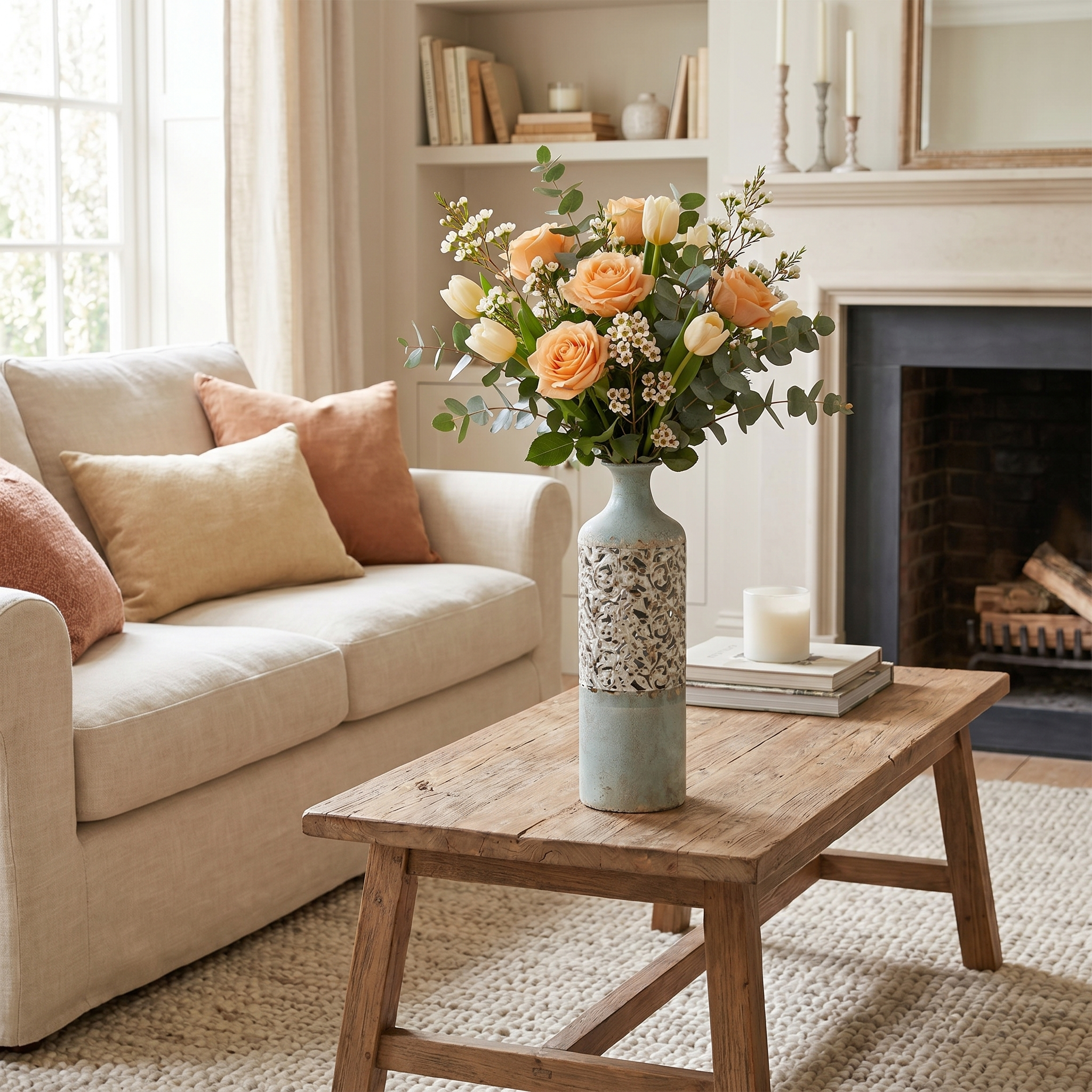 Vintage Metal Floor Vase for Living Room