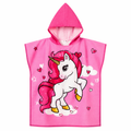 Kids Hooded Bath Towel Soft Microfiber Cartoon Bathrobe Cape