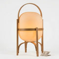 Arcoven Veya Lantern Table Lamp with Opal Glass Globe and Arched Wooden Frame — Walnut