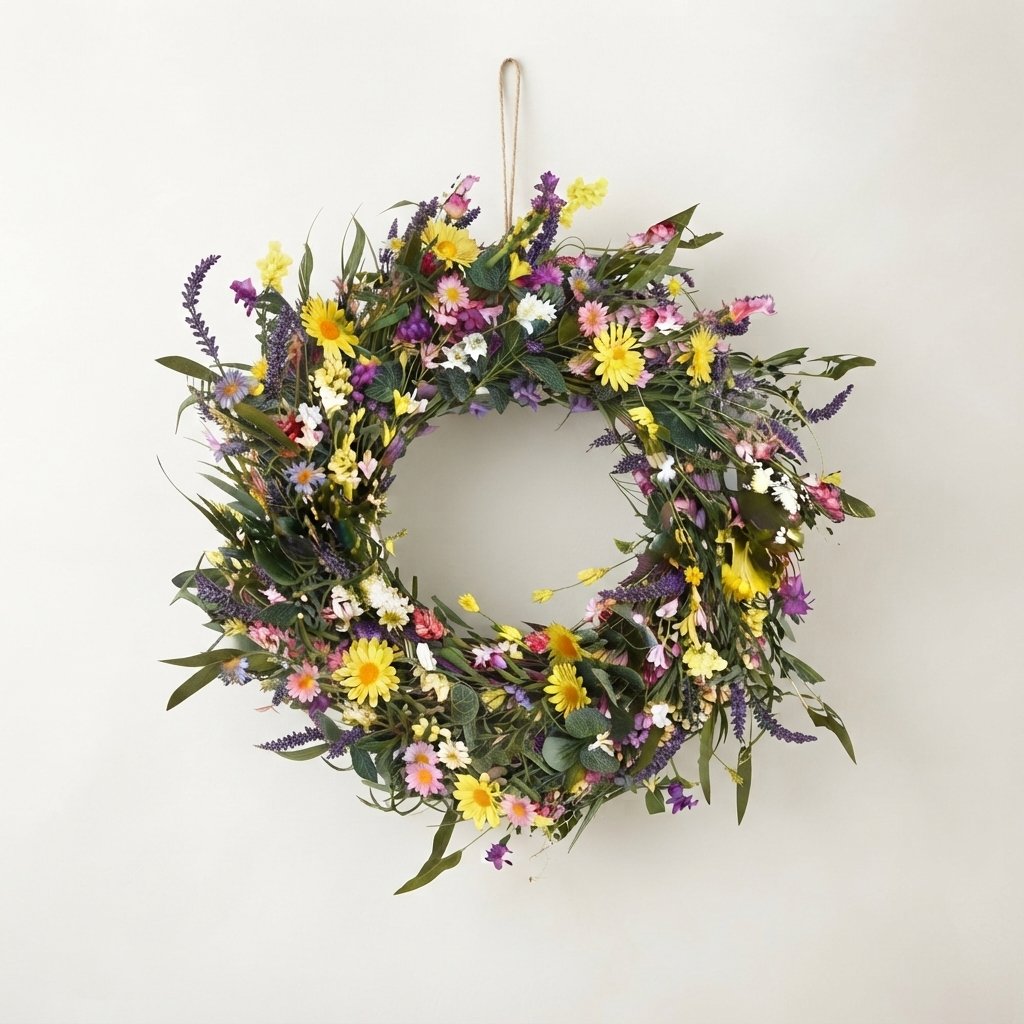 Artificial Wildflower Wreath, 18–22 in — Style 1
