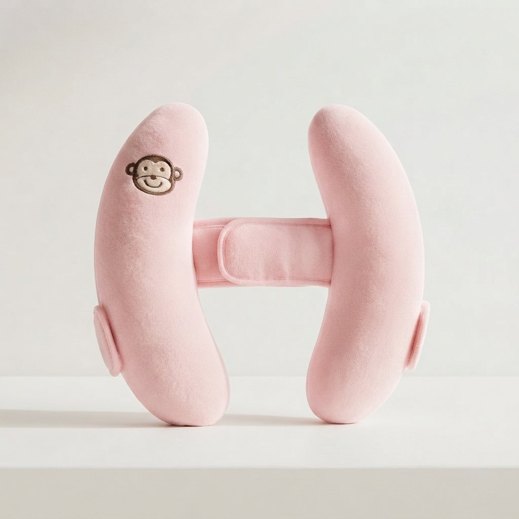 Baby Head Support Pillow for Car Seat — Pink