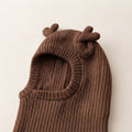 Baby Knit Balaclava with Bear Ears — Brown