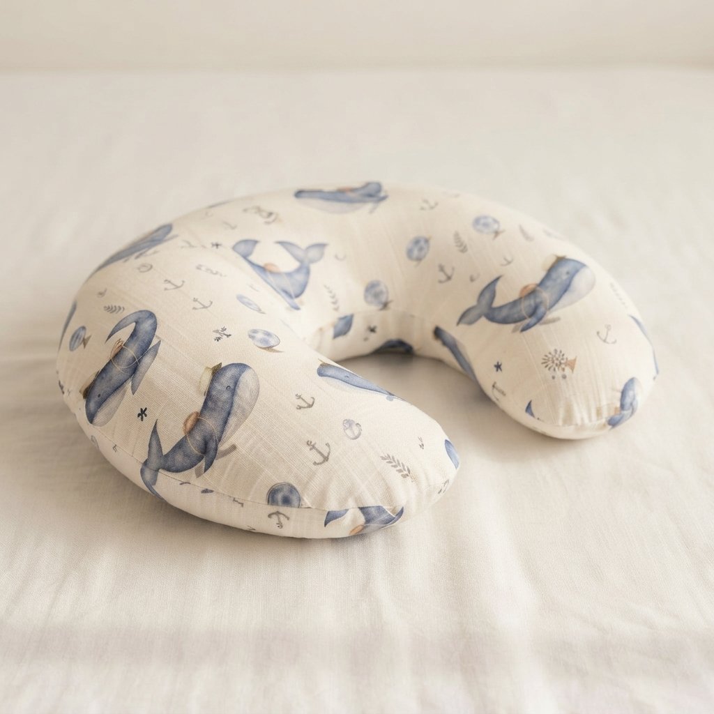 Baby Nursing Pillow with Whale Print — Rabbit