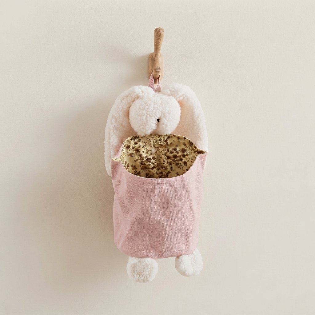 Bunny Nursery Storage Caddy with Pocket — Pink