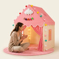 Children's Play House Tent with Lights & Mat — Pink