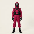 Children's Red Hooded Jumpsuit Halloween Costume with Mesh Mask, Gloves and Shoulder Holster — Mask + Inflatable + Holster