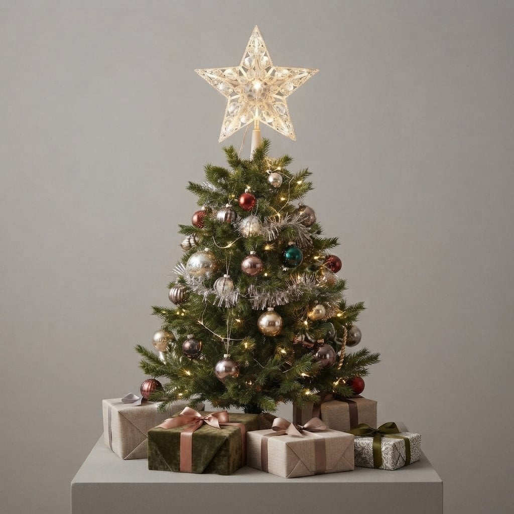 Crystal LED Star Tree Topper — Warm