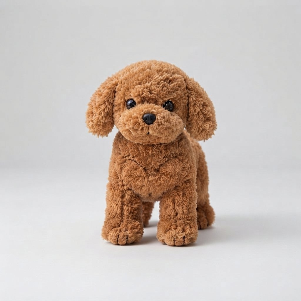 Curly Poodle Plush Puppy Toy — Brown