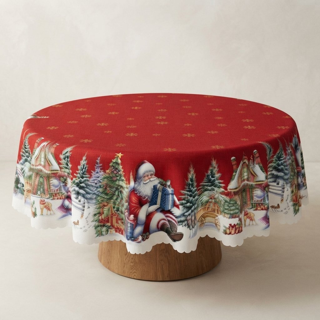 Festive Christmas Tablecloth, Santa Design — Pattern 1