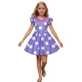 Girls' Purple Polka Dot Flutter Sleeve Costume Dress with A-Line Skirt – Ages 3 to 10 — Dress